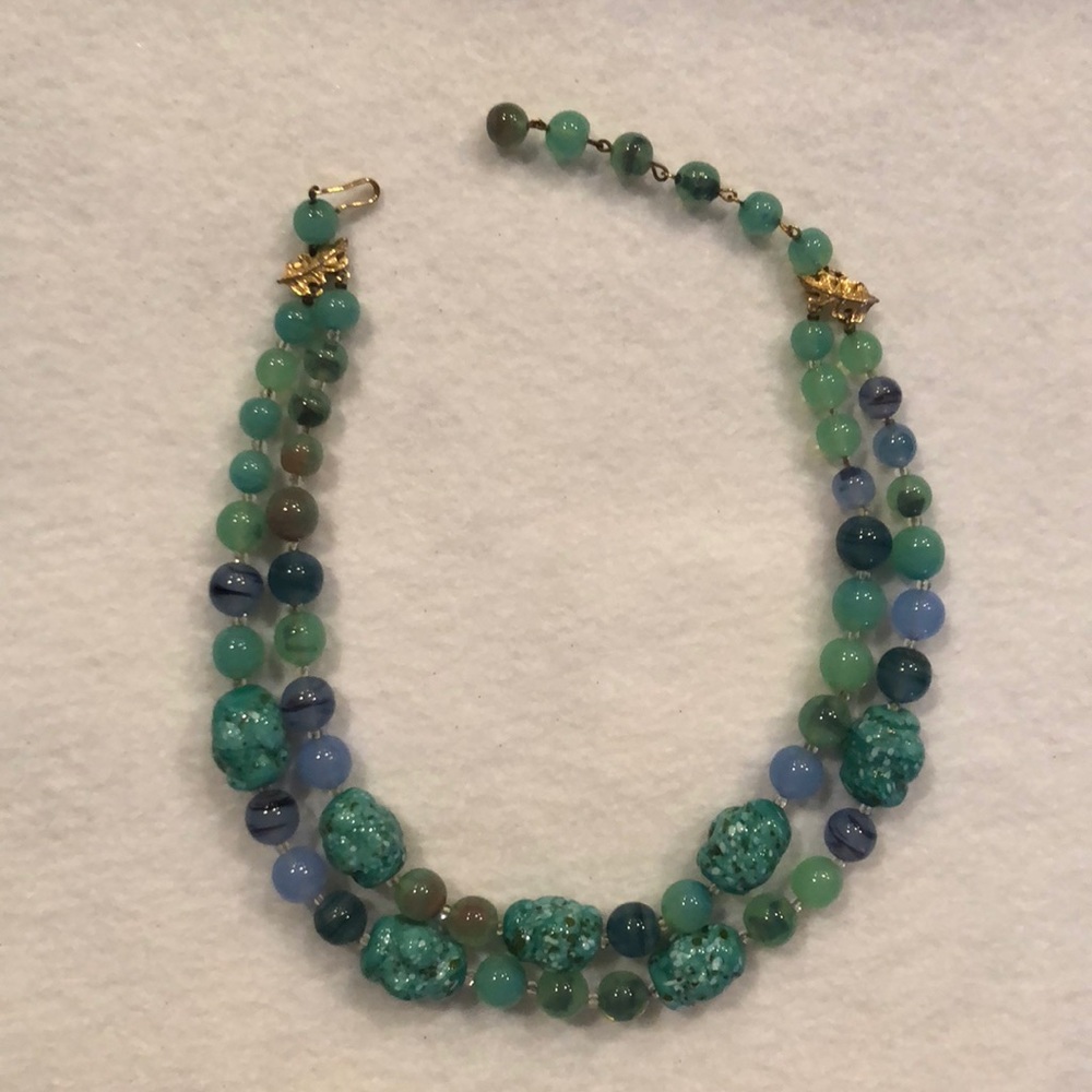 Vintage Glass Bead Double Strand Choker